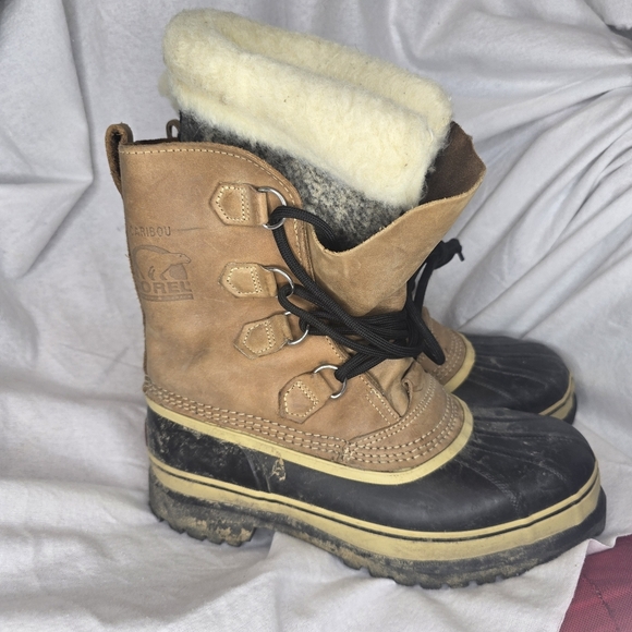SOREL Men's Caribou Wool  Leather Waterproof Winter Boots Size 9 Mens 7 Women's - Picture 5 of 7